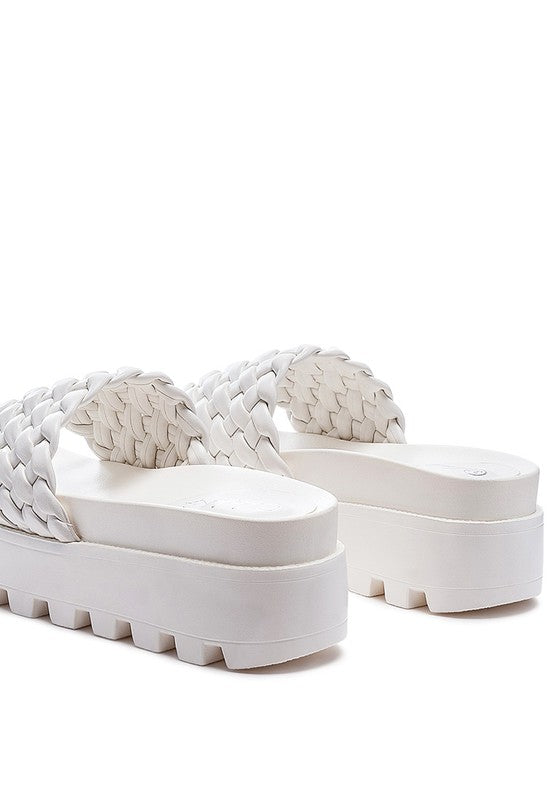 Textured Woven Platform Slippers