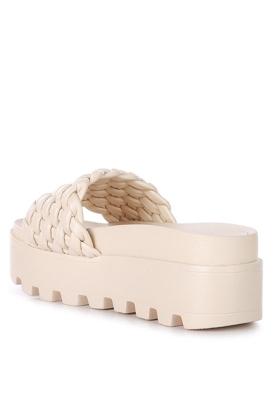 Textured Woven Platform Slippers