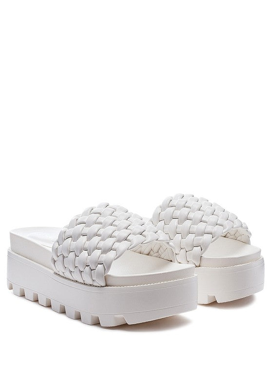 Textured Woven Platform Slippers