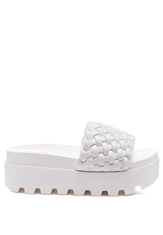 Textured Woven Platform Slippers