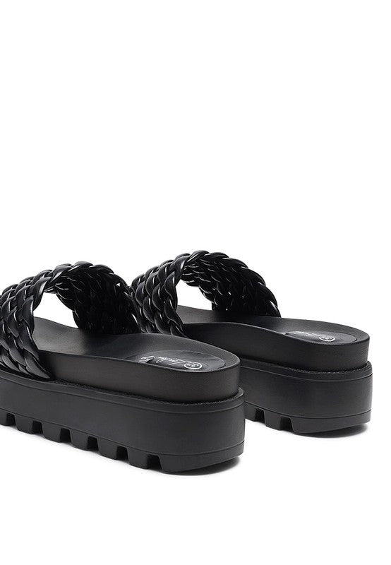 Textured Woven Platform Slippers