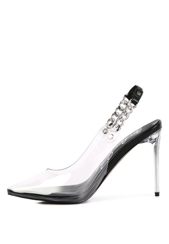 Clear Chain Slingback High Heels