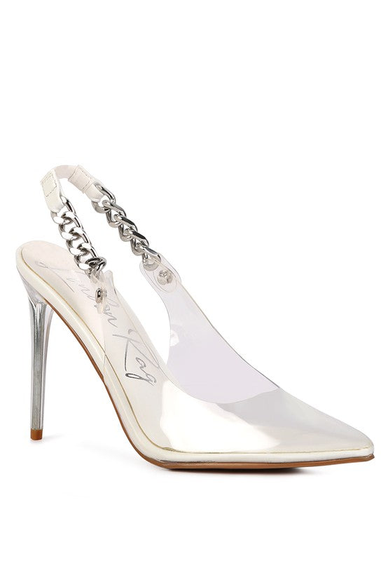 Clear Chain Slingback High Heels