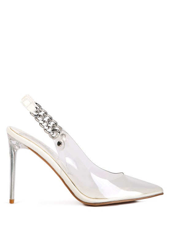 Clear Chain Slingback High Heels