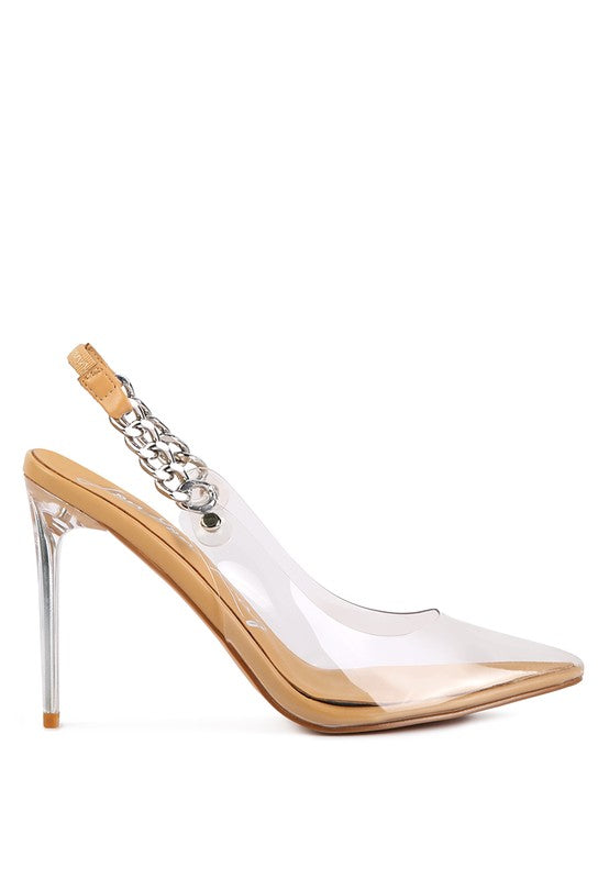 Clear Chain Slingback High Heels