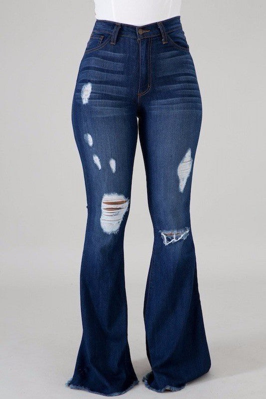 Destroyed Flare Denim Jeans