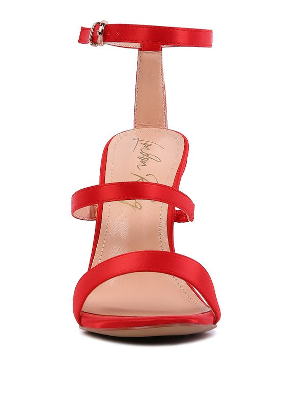 Satin Rhinestone Ball Heels