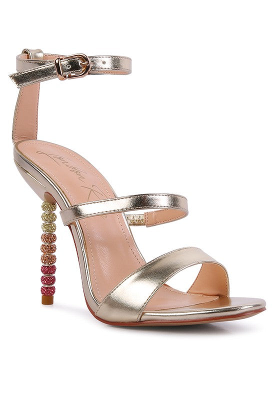 Satin Rhinestone Ball Heels