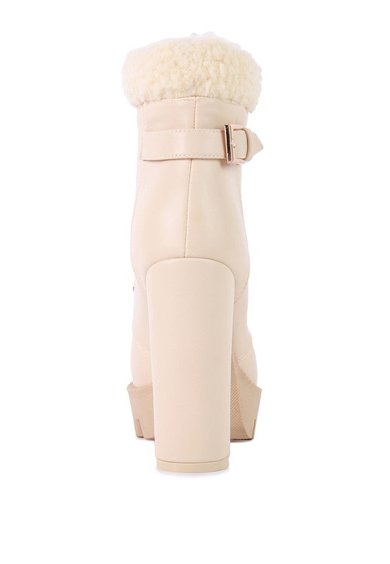 Faux Shearling Fur Collared Ankle Boots