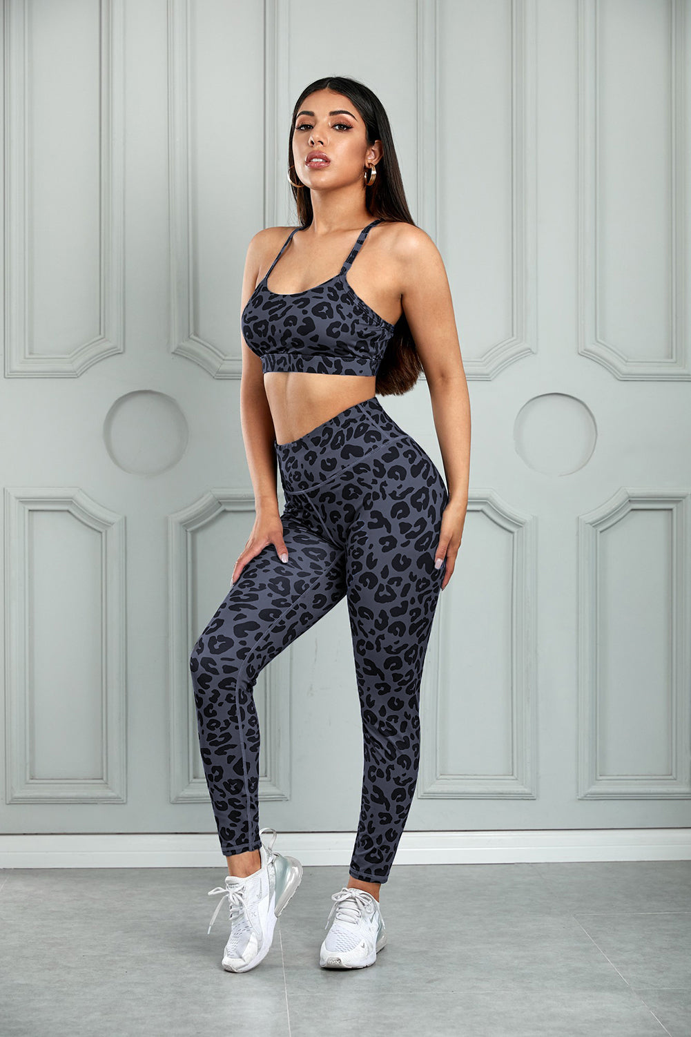 Leopard Cutout Sports Leggings Set