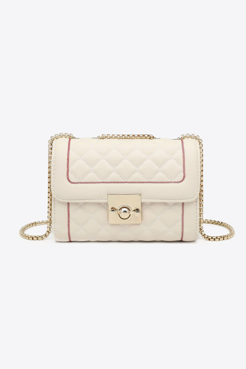 Exposed Stitch Leather Crossbody Bag