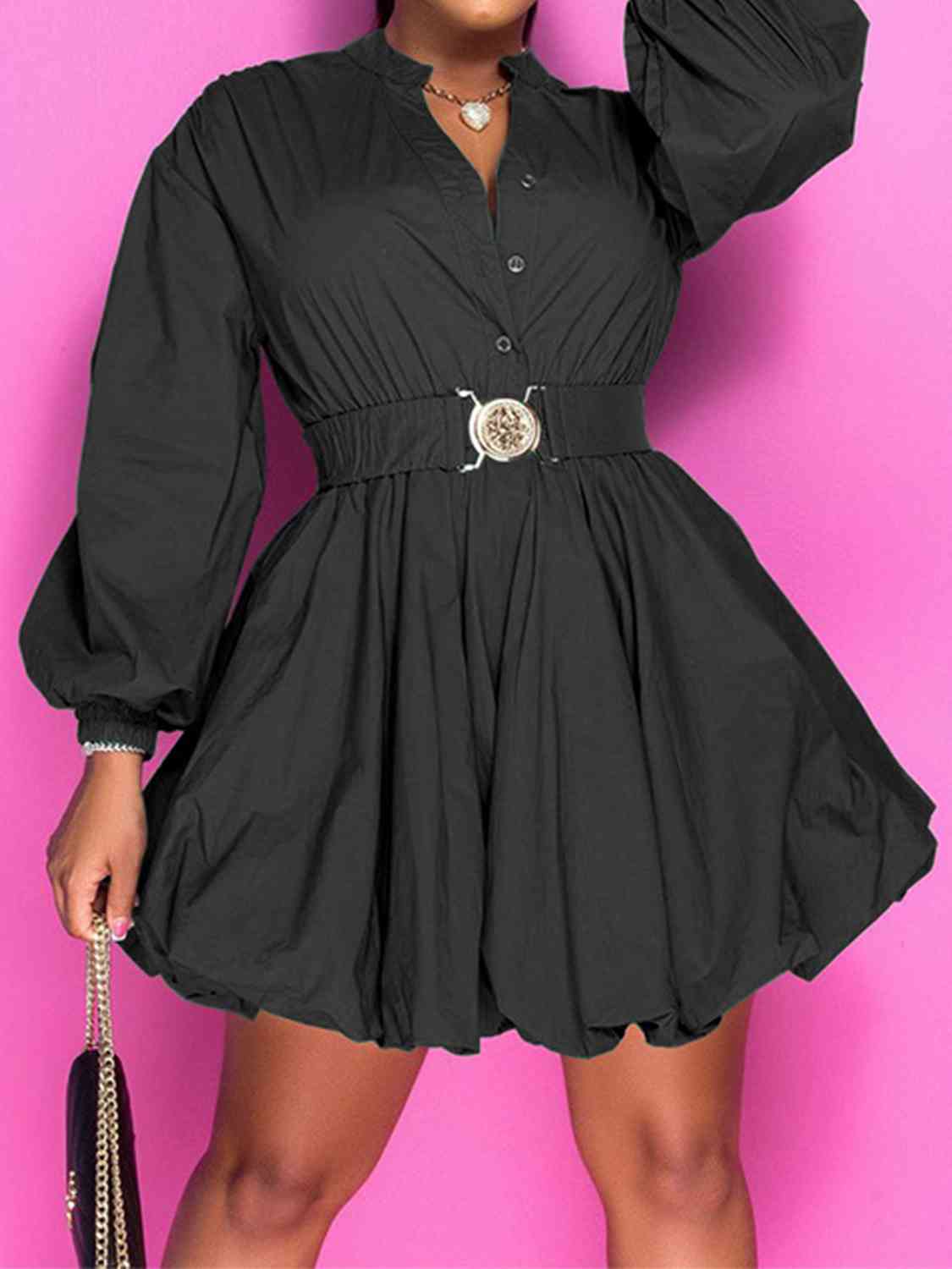 Nola Belted Balloon Sleeve Mini Dress