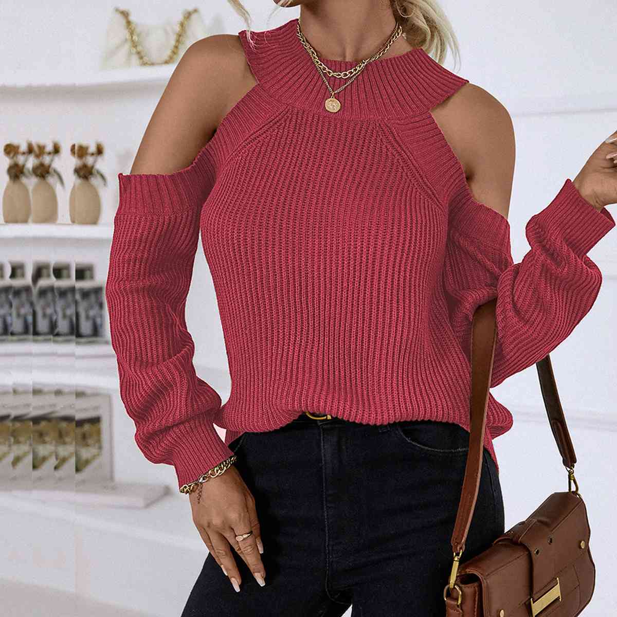 Tisha Cold-Shoulder Sweater