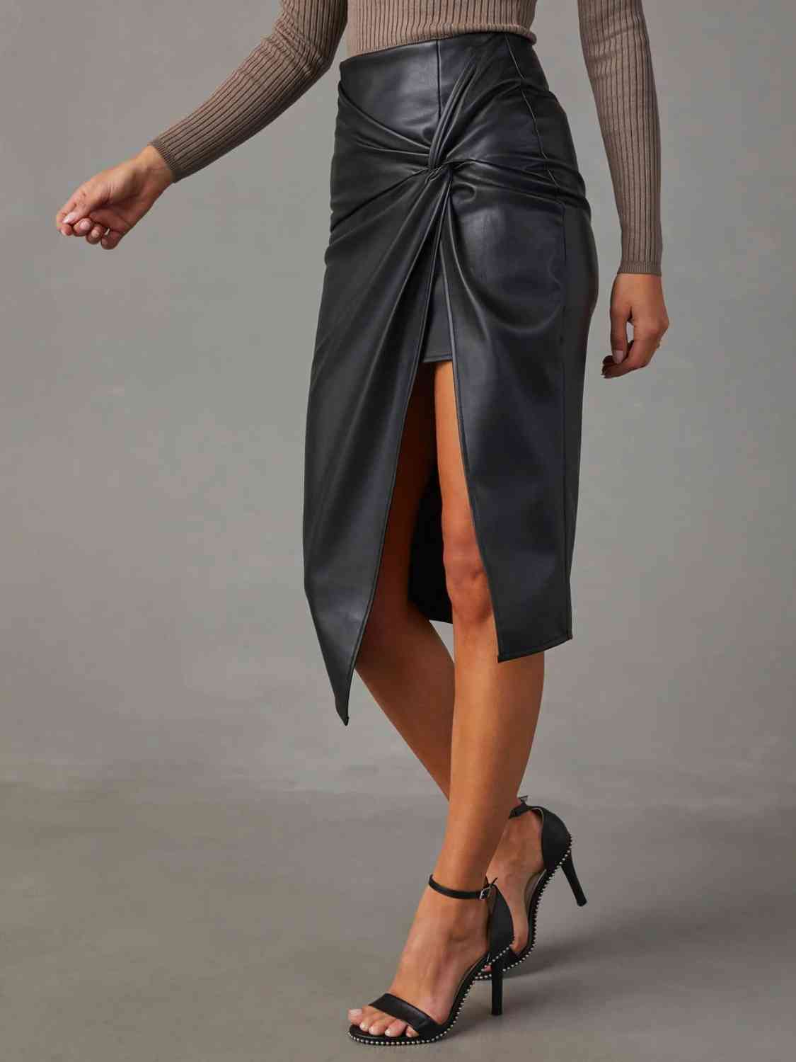 Twisted Detail High Waist Skirt