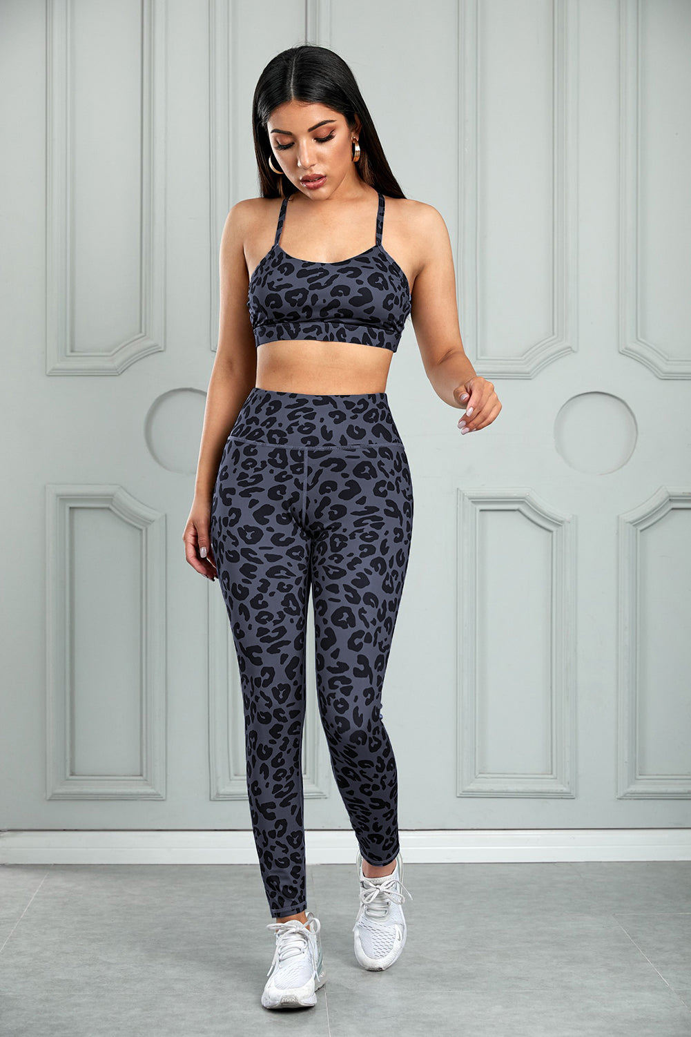 Leopard Cutout Sports Leggings Set