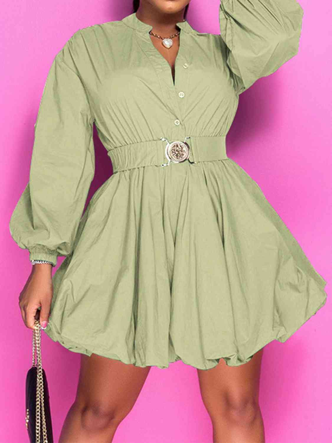 Nola Belted Balloon Sleeve Mini Dress