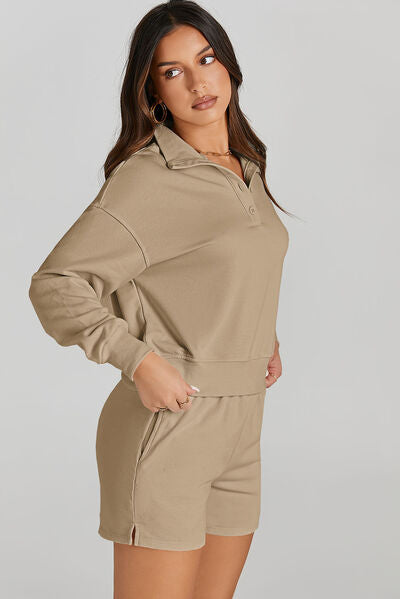 Helen Half Button Sweatshirt Set