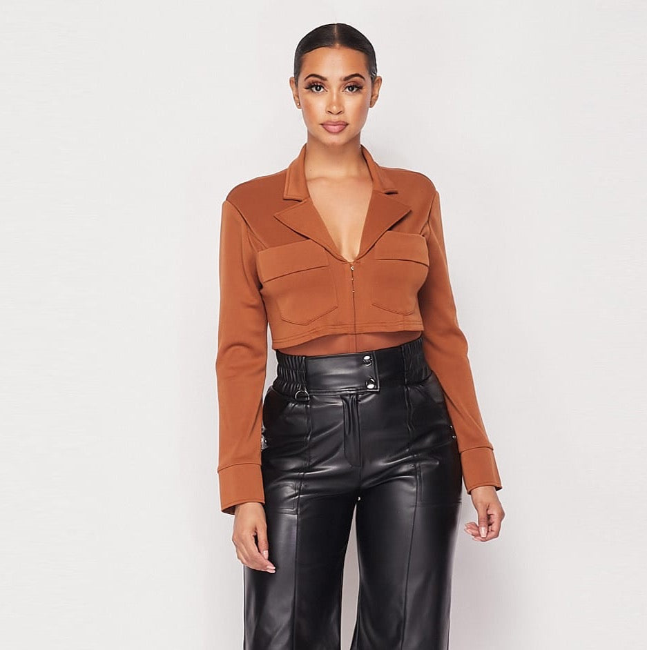 Cropped Blazer Bodysuit