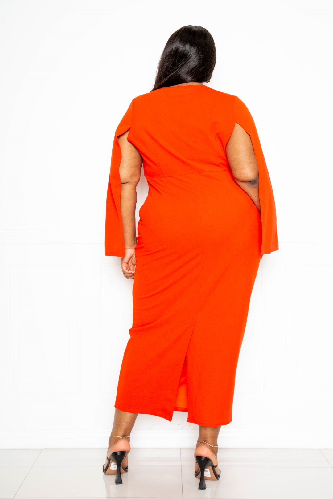 Cape Sleeve Midi Dress
