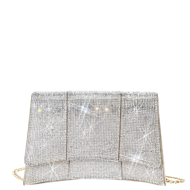 Square Curve Rhinestone Crossbody Bag