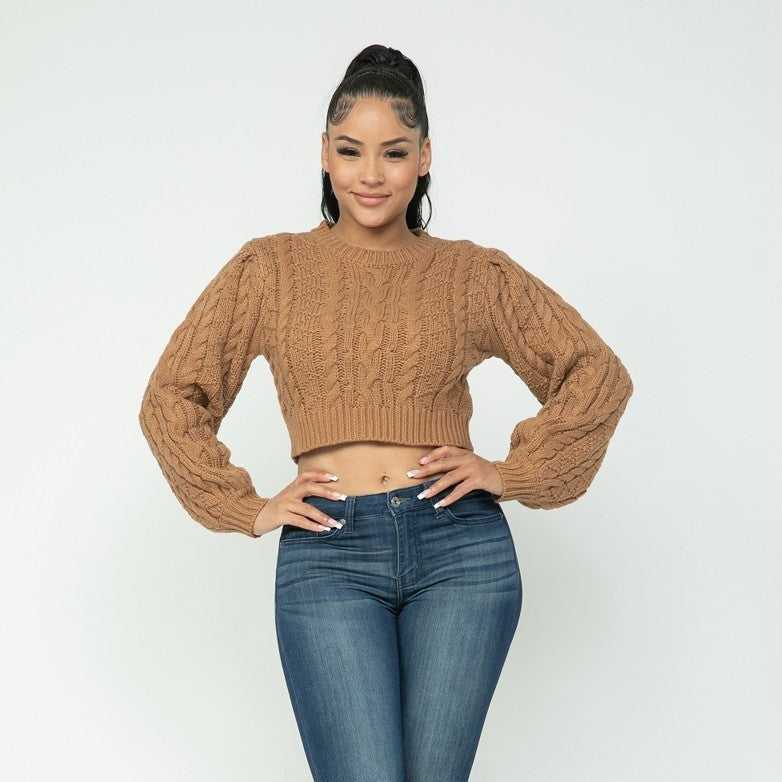 Cropped Cable Sweater