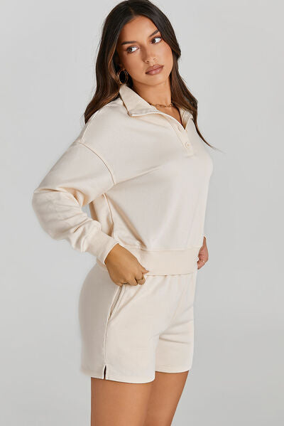 Helen Half Button Sweatshirt Set
