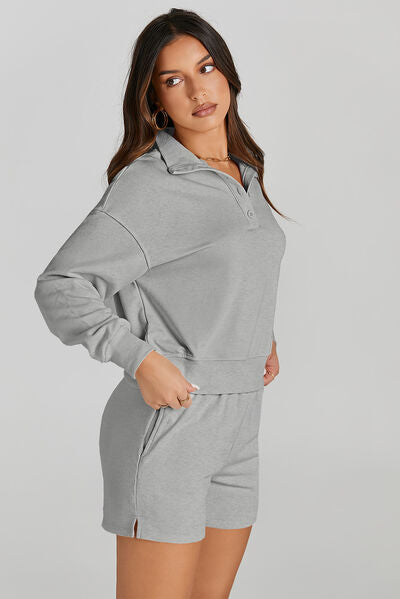 Helen Half Button Sweatshirt Set
