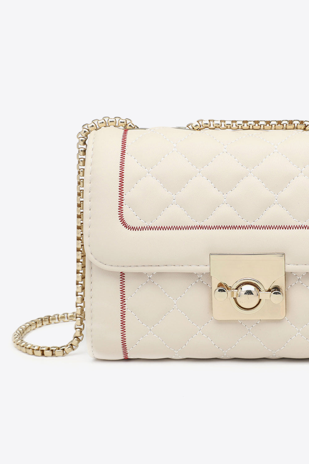 Exposed Stitch Leather Crossbody Bag