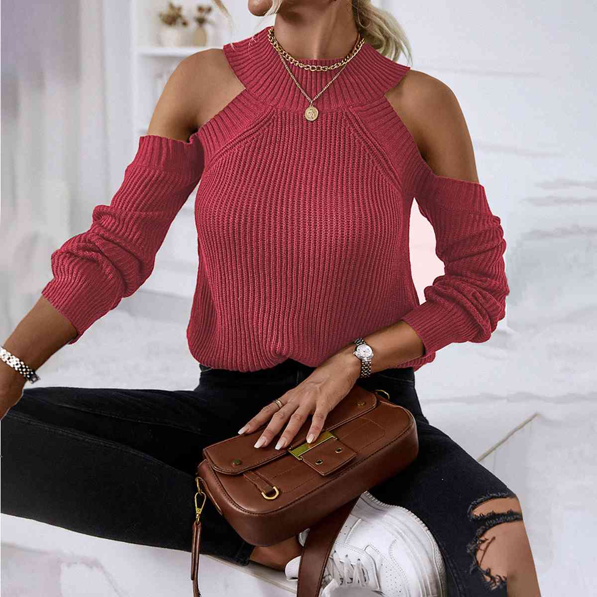 Tisha Cold-Shoulder Sweater