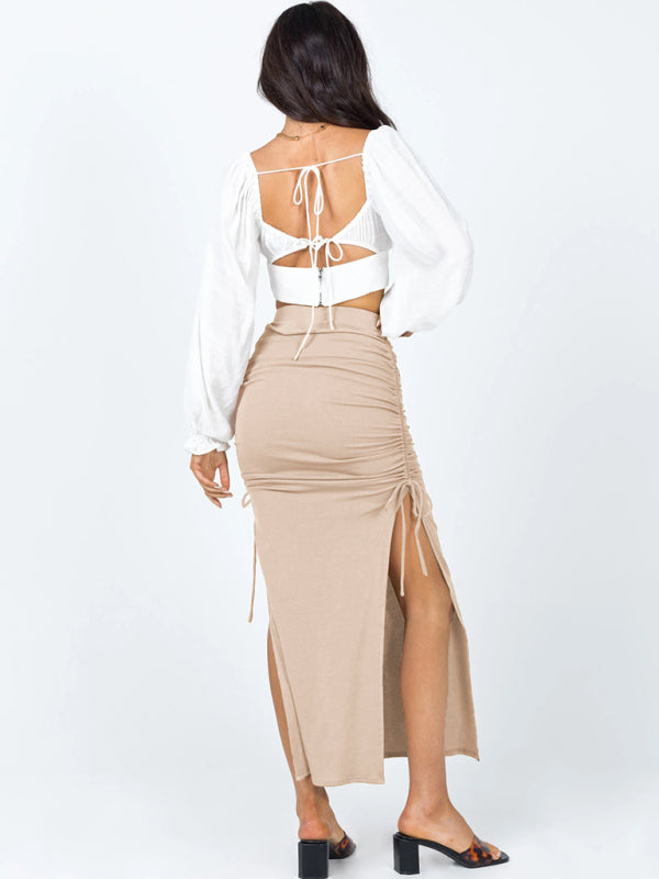 Slim Drawstring Skirt