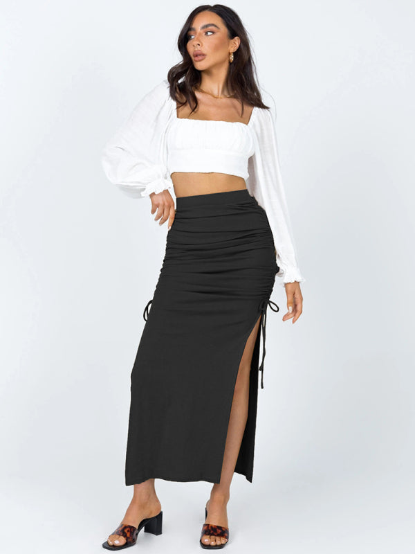 Slim Drawstring Skirt