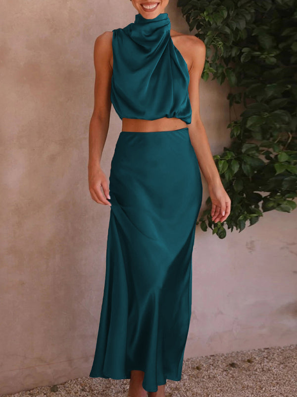 Elegant Draped Skirt Set