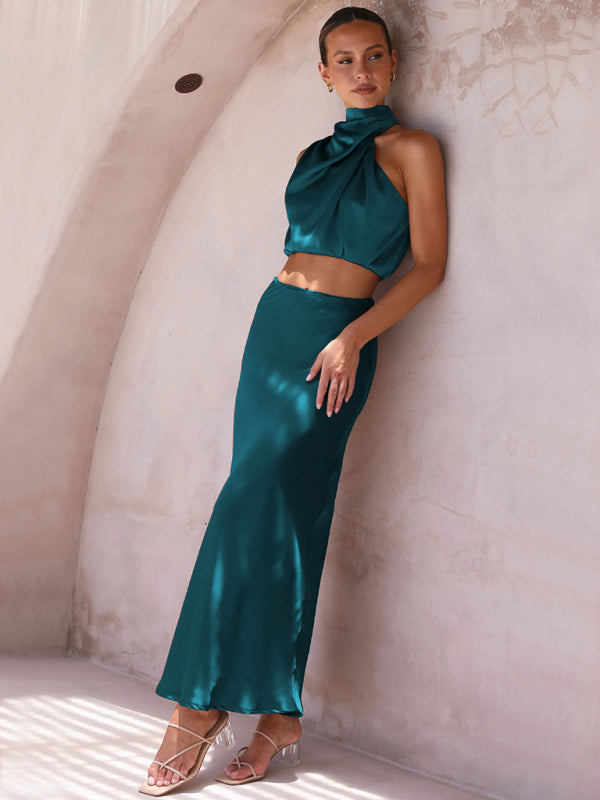 Elegant Draped Skirt Set