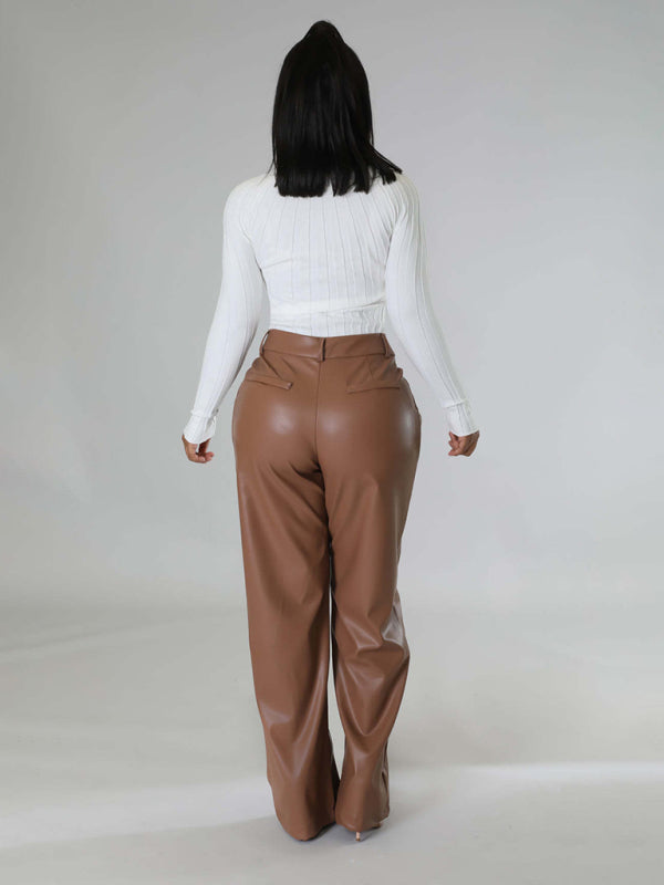 Falynn Faux Leather Wide Leg Pants