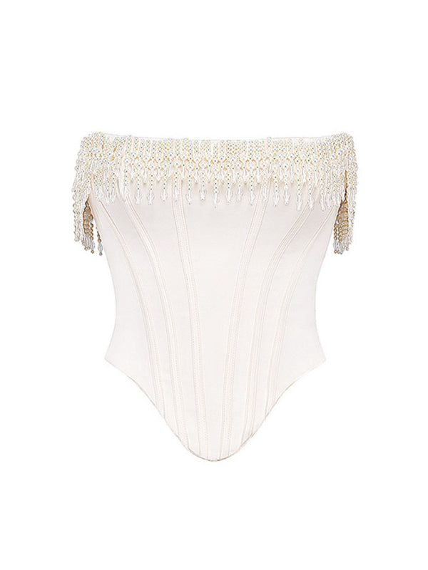 Cy Cream Fishbone Bandeau Top