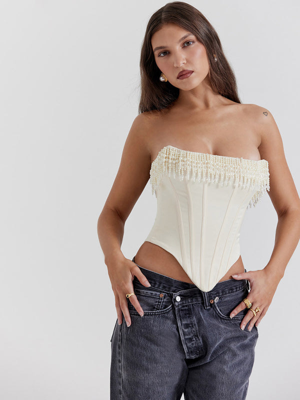 Cy Cream Fishbone Bandeau Top