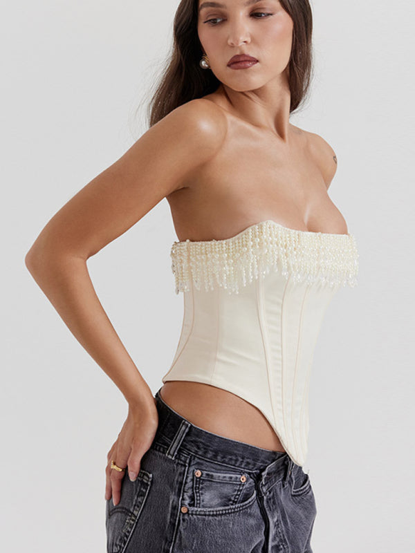 Cy Cream Fishbone Bandeau Top