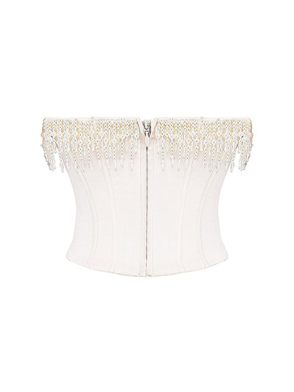 Cy Cream Fishbone Bandeau Top