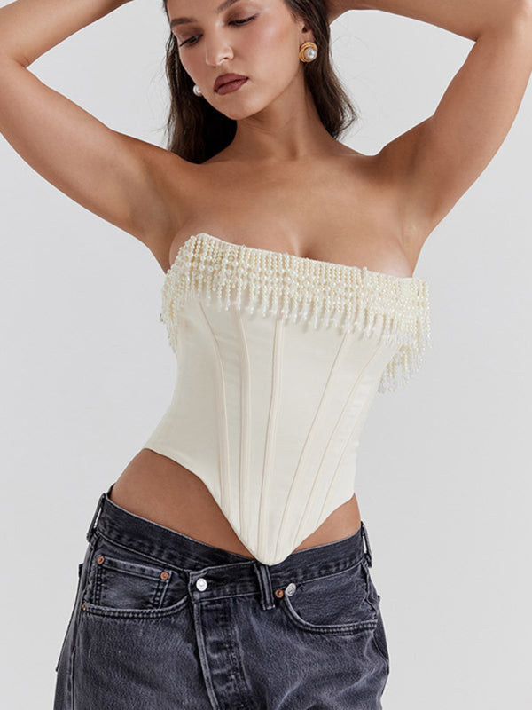 Cy Cream Fishbone Bandeau Top