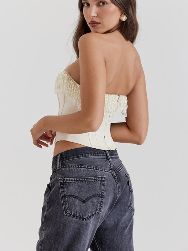 Cy Cream Fishbone Bandeau Top