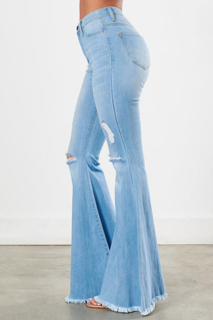 Myloe Distressed Flare Jeans