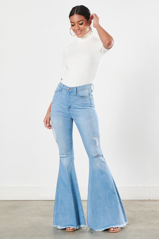 Myloe Distressed Flare Jeans