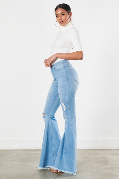 Myloe Distressed Flare Jeans