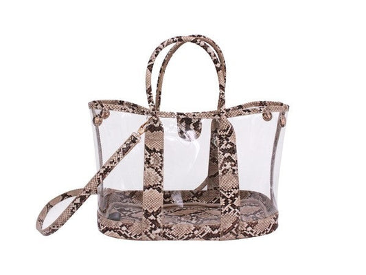 Clear Snake Print Handbag