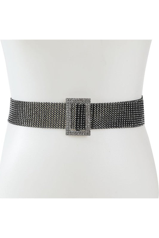 Rectangle Point Buckle Rhinestone Belt