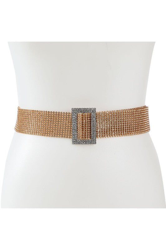 Rectangle Point Buckle Rhinestone Belt