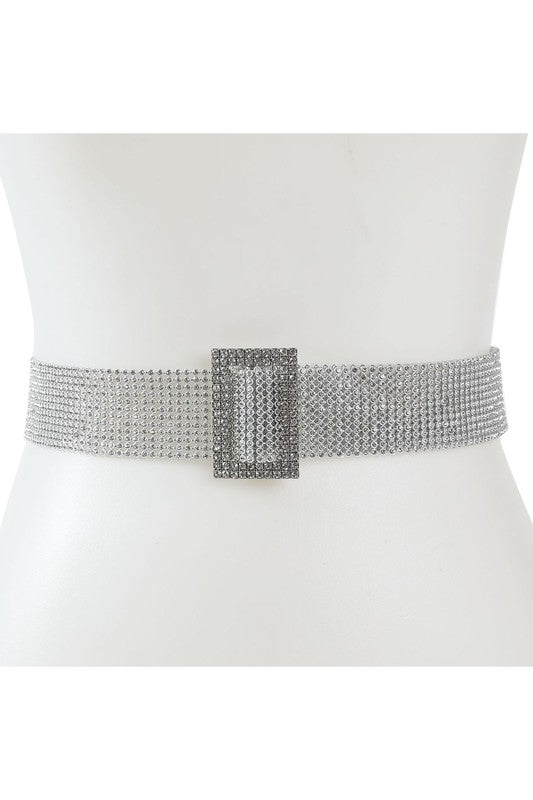 Rectangle Point Buckle Rhinestone Belt