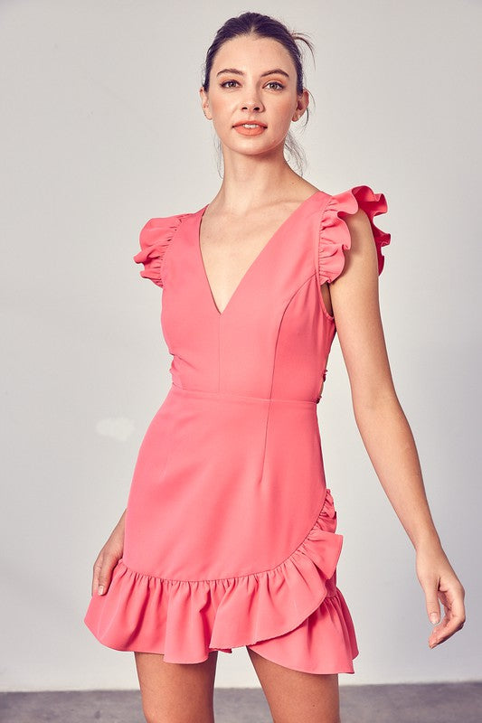 Ruffle Trim Mini Dress