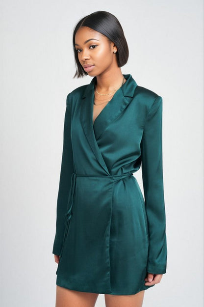 Waist Tie Mini Blazer Dress