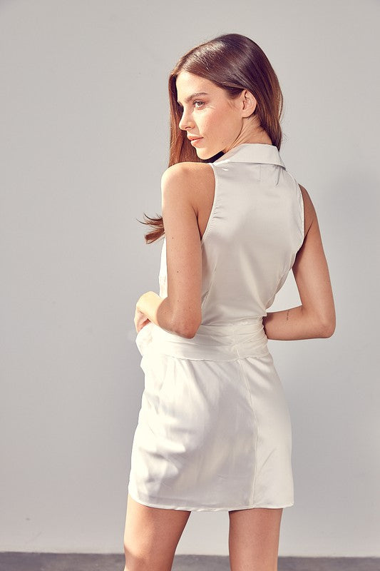 Sleeveless Front Tie Dress